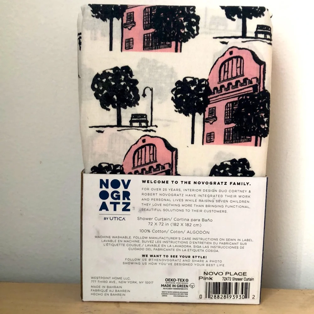 💯 cotton 72” x 72” pink novo place shower curtain